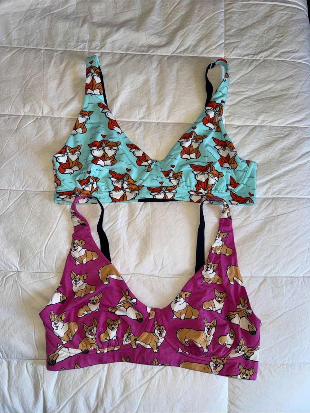 MeUndies Bralette Duo in Pink & Aqua no wire